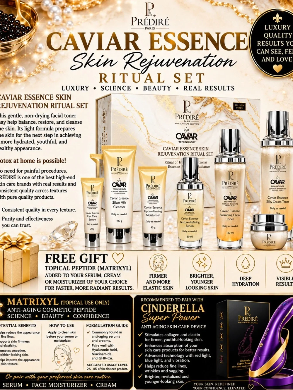 Caviar Essence Skin Rejuvenation Ritual Set – Gold